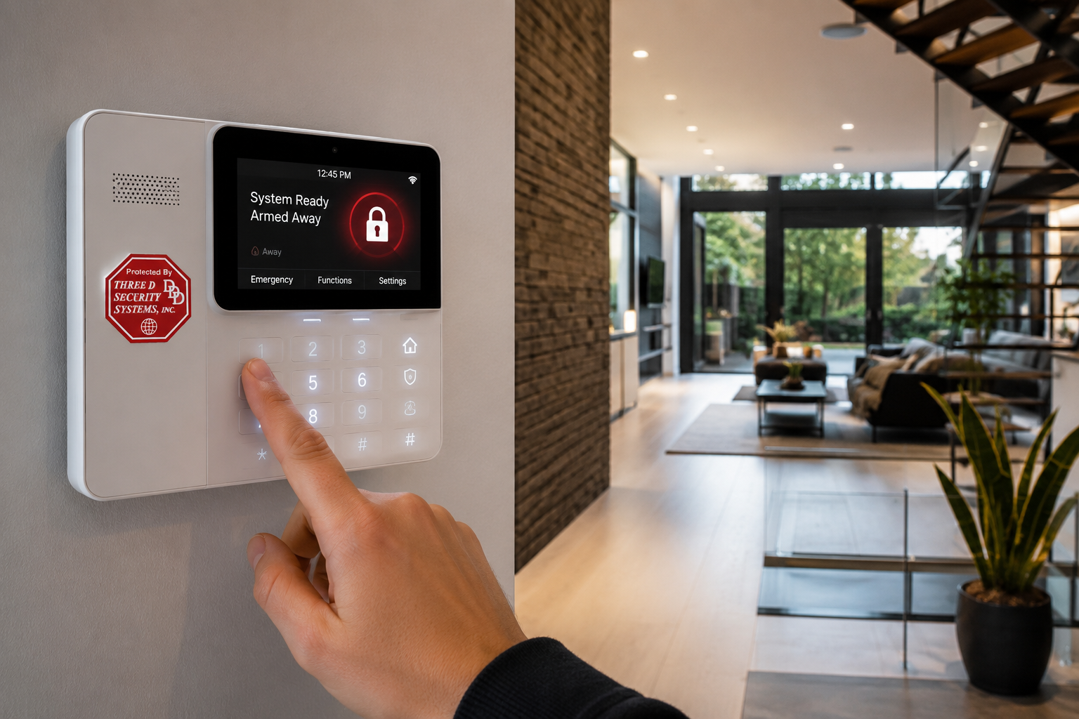 Technician upgrading an alarm system